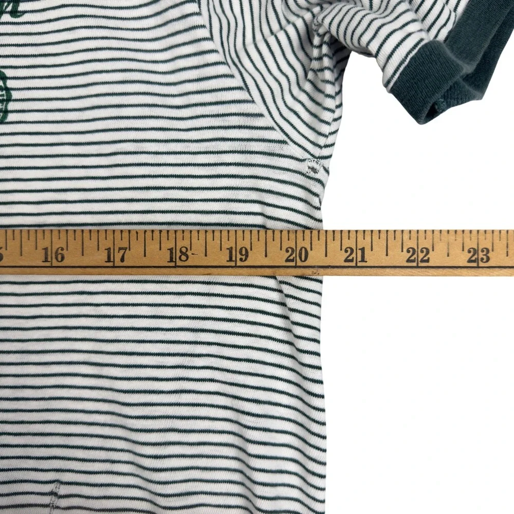 Vtg 60s Champion Stetson University Striped Ringer Tee Men's L Green USA - Picture 9 of 11